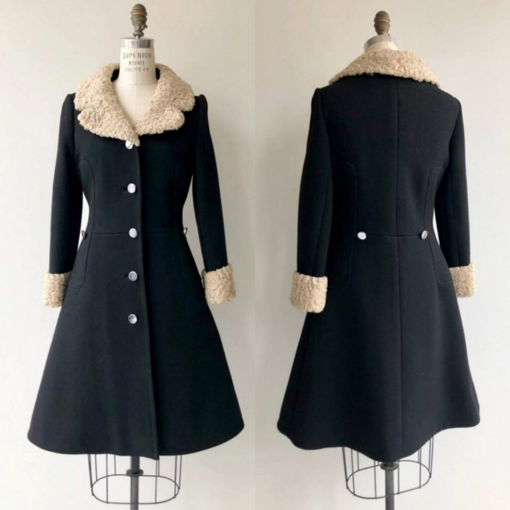 VTG 60s Louis Féraud Wool and Astrakhan Coat